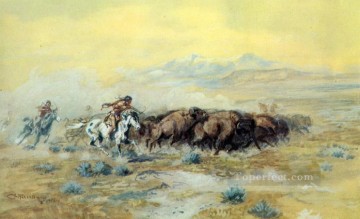 バッファロー狩り 1903年 チャールズ・マリオン・ラッセル Oil Paintings